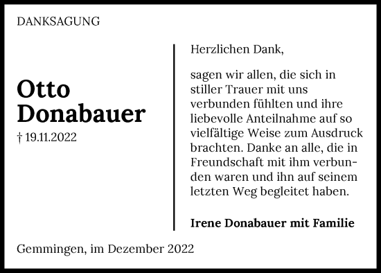 Traueranzeige von Otto Donabauer von GESAMT