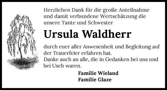 Traueranzeige von Ursula Waldherr von GESAMT