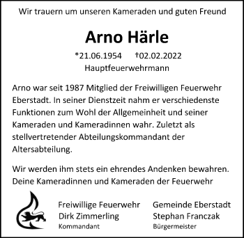 Traueranzeige von Arno Härle von GESAMT