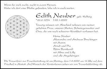 Traueranzeige von Edith Neuber von GESAMT