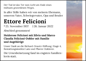 Traueranzeige von Ettore Felicione von GESAMT