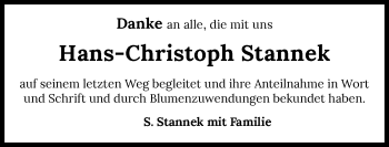 Traueranzeige von Hans-Christoph Stannek von GESAMT