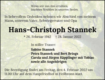 Traueranzeige von Hans-Christoph Stannek von GESAMT