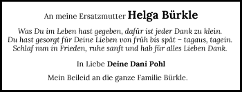 Traueranzeige von Helga Bürkle von GESAMT