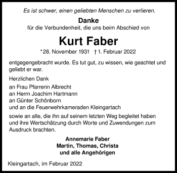 Traueranzeige von Kurt Faber von GESAMT