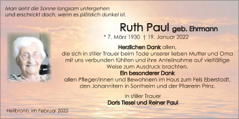 Traueranzeige von Ruth Paul von GESAMT