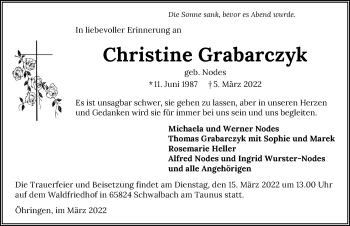 Traueranzeige von Christine Grabarczyk von GESAMT