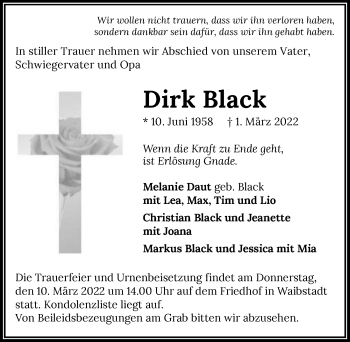 Traueranzeige von Dirk Black von GESAMT