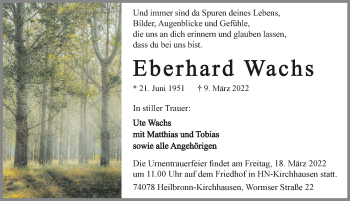 Traueranzeige von Eberhard Wachs von GESAMT