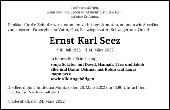 Traueranzeige von Ernst Karl Seez von GESAMT