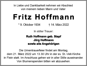 Traueranzeige von Fritz Hoffmann von GESAMT