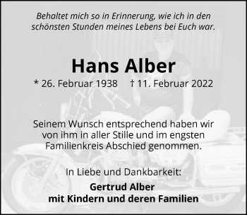 Traueranzeige von Hans Alber von GESAMT