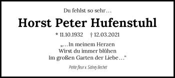 Traueranzeige von Horst Peter Hufenstuhl von GESAMT