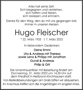 Traueranzeige von Hugo Fleischer von GESAMT