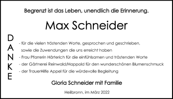 Traueranzeige von Max Schneider von GESAMT