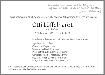 Traueranzeige von Otti Löffelhardt von GESAMT