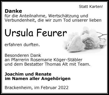 Traueranzeige von Ursula Feurer von GESAMT