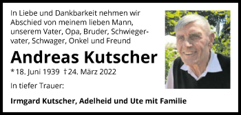 Traueranzeige von Andreas Kutscher von GESAMT