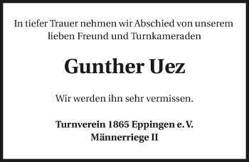 Traueranzeige von Gunther Uez von GESAMT