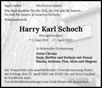Traueranzeige von Harry Karl Schoch von GESAMT