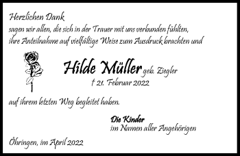 Traueranzeige von Hilde Müller von GESAMT