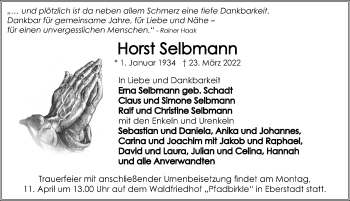 Traueranzeige von Horst Selbmann von GESAMT