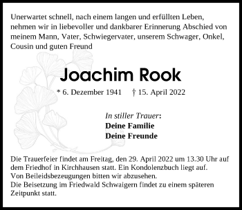 Traueranzeige von Joachim Rook von GESAMT