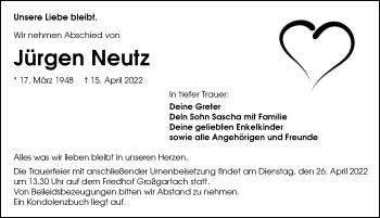 Traueranzeige von Jürgen Neutz von GESAMT