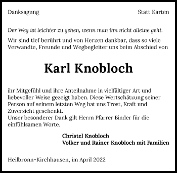 Traueranzeige von Karl Knobloch von GESAMT