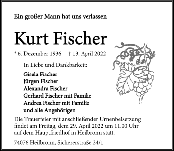 Traueranzeige von Kurt Fischer von GESAMT