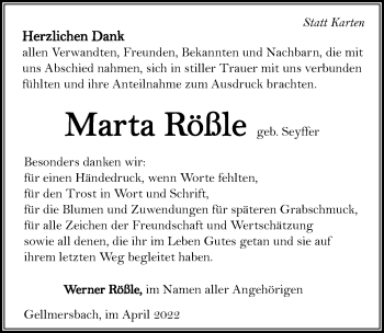 Traueranzeige von Marta Rößle von GESAMT