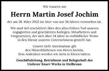 Traueranzeige von Martin Josef Jochim von GESAMT