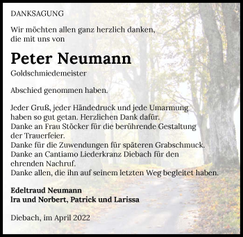 Traueranzeige von Peter Neumann von GESAMT