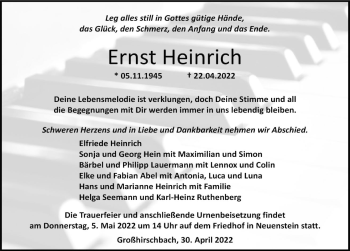 Traueranzeige von Ernst Heinrich von GESAMT