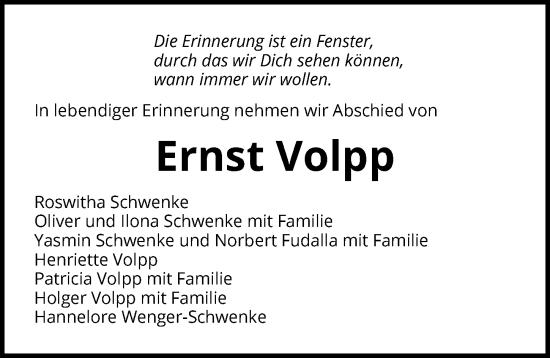 Traueranzeige von Ernst Volpp von GESAMT