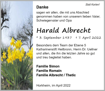 Traueranzeige von Harald Albrecht von GESAMT