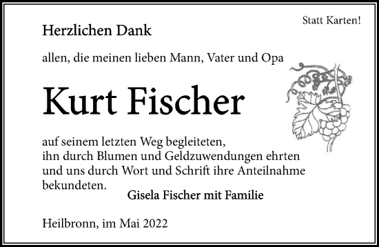 Traueranzeige von Kurt Fischer von GESAMT