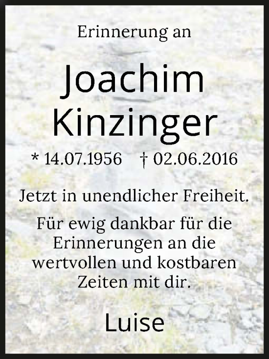 Traueranzeige von Joachim Kinzinger von GESAMT