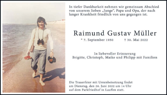 Traueranzeige von Raimund Gustav Müller von GESAMT