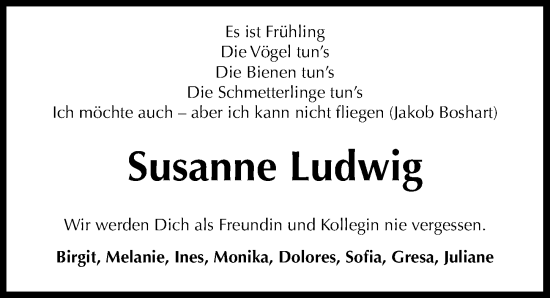 Traueranzeige von Susanne Ludwig von GESAMT