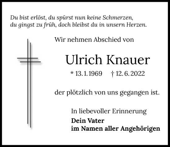 Traueranzeige von Ulrich Knauer von GESAMT