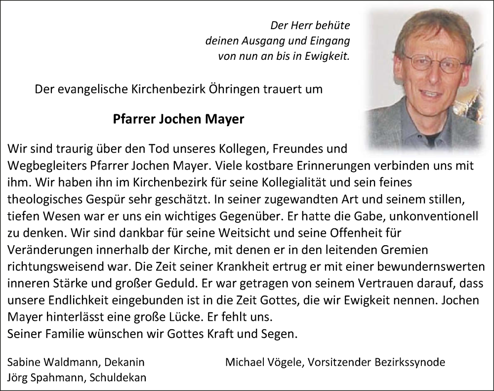  Traueranzeige für Jochen Mayer vom 25.07.2022 aus GESAMT