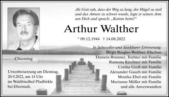 Traueranzeige von Arthur Walther von GESAMT