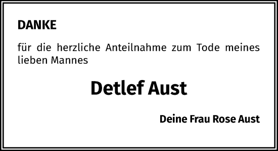 Traueranzeige von Detlef Aust von GESAMT