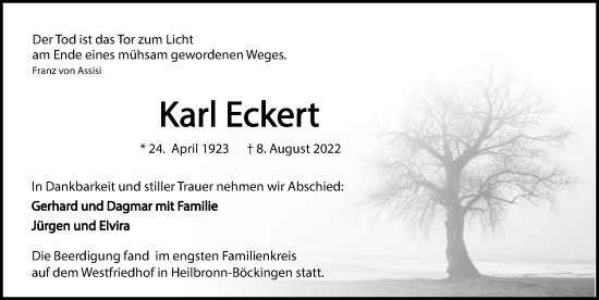 Traueranzeige von Karl Eckert von GESAMT