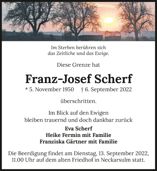 Traueranzeige von Franz-Josef Scherf von GESAMT