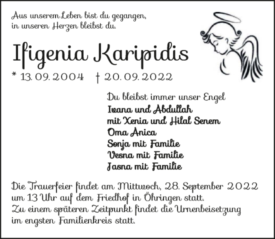 Traueranzeige von Ifigenia Karipidis von GESAMT