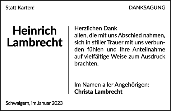 Traueranzeige von Heinrich Lambrecht von GESAMT