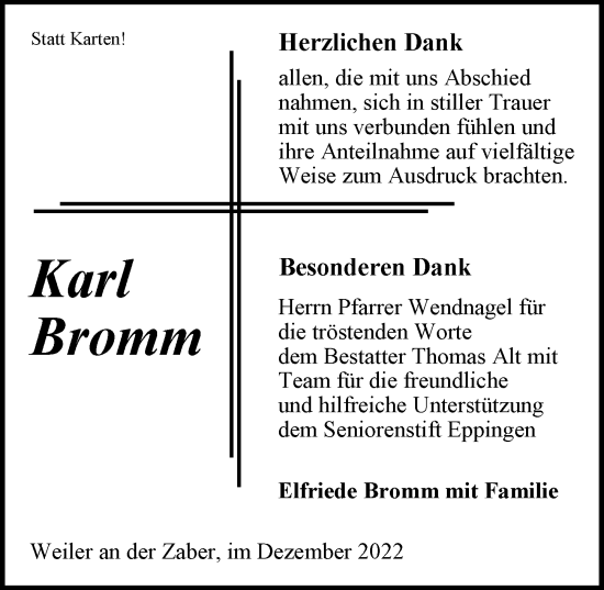 Traueranzeige von Karl Bromm von GESAMT
