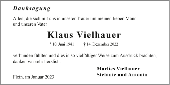 Traueranzeige von Klaus Vielhauer von GESAMT